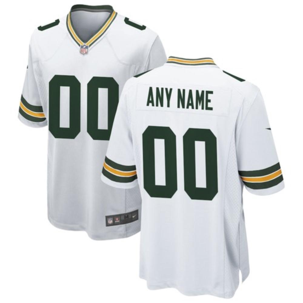 Men Green Bay Packers Custom Jersey White 2020 Game Sewn Football Stitched