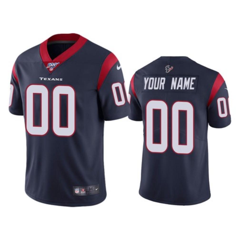 Men Houston Texans Custom Jersey Navy 2020 100th Season Football Stitched