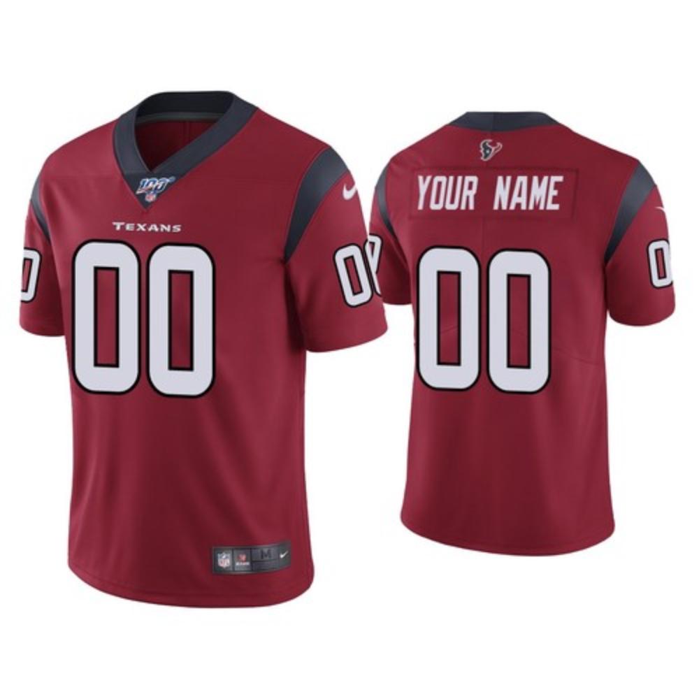 Men Houston Texans Custom Jersey Red 2020 100th Season Football Stitched