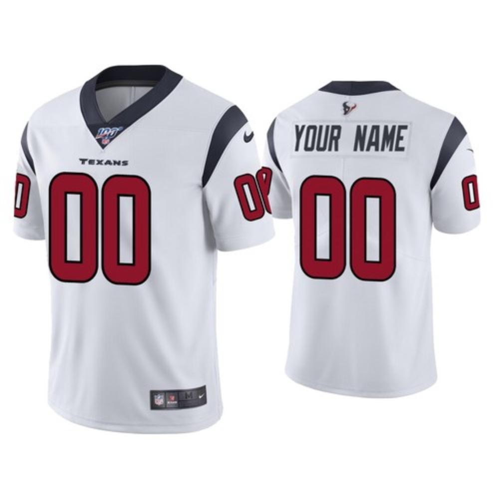 Men Houston Texans Custom Jersey White 2020 100th Season Football Stitched