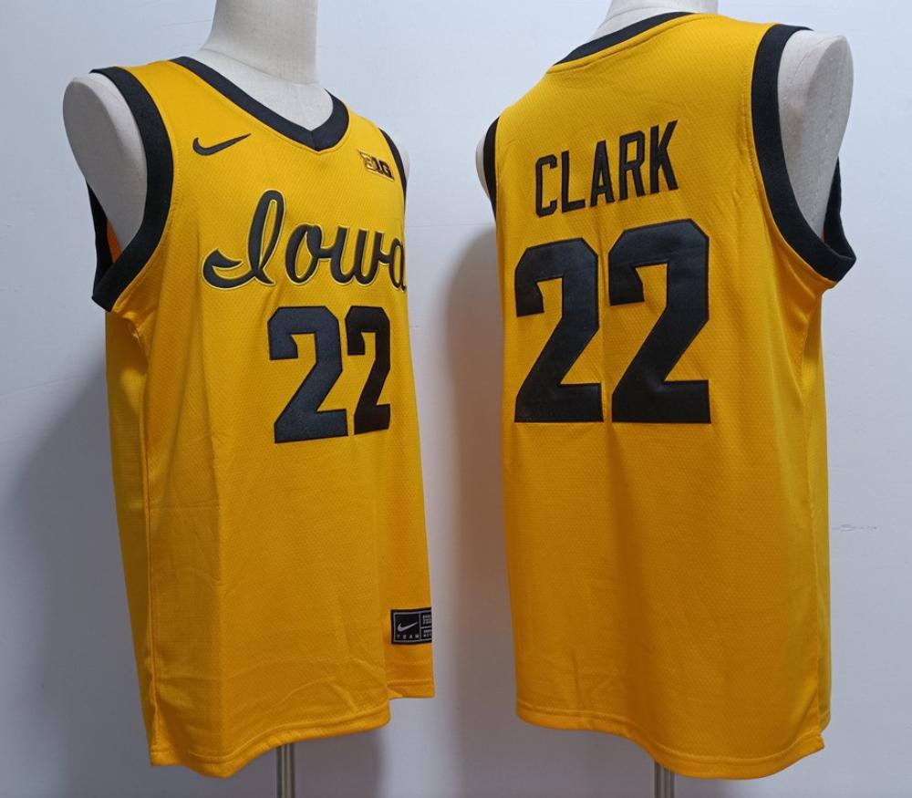 Men Iowa Hawkeyes 22 Caitlin Clark Yellow Jersey