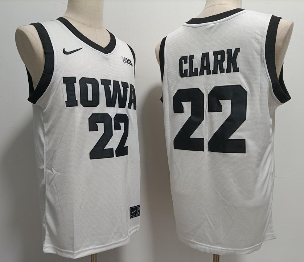 Men Iowa Hawkeyes 22 Clark White Jersey