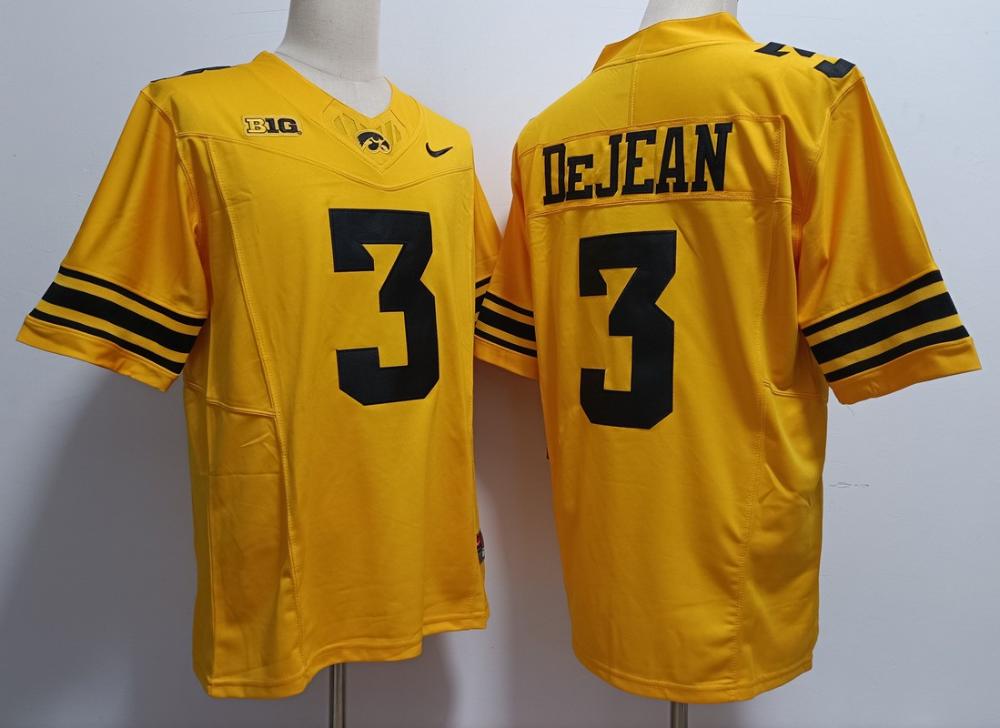Men Iowa Hawkeyes 3 Cooper Dejean Yellow Jersey