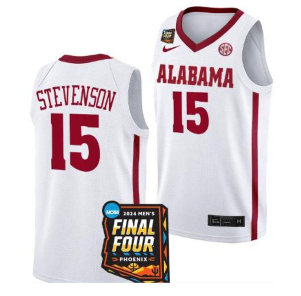 Men Jarin Stevenson Jersey 15 Alabama Crimson 2024 Final Four Basketball White