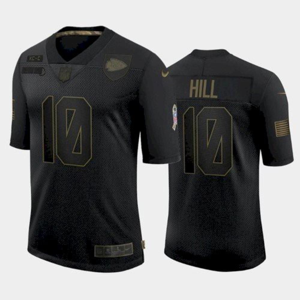 Men Kansas City Chiefs 10 Tyreek Hill Jersey Black 2020 Salute To Service