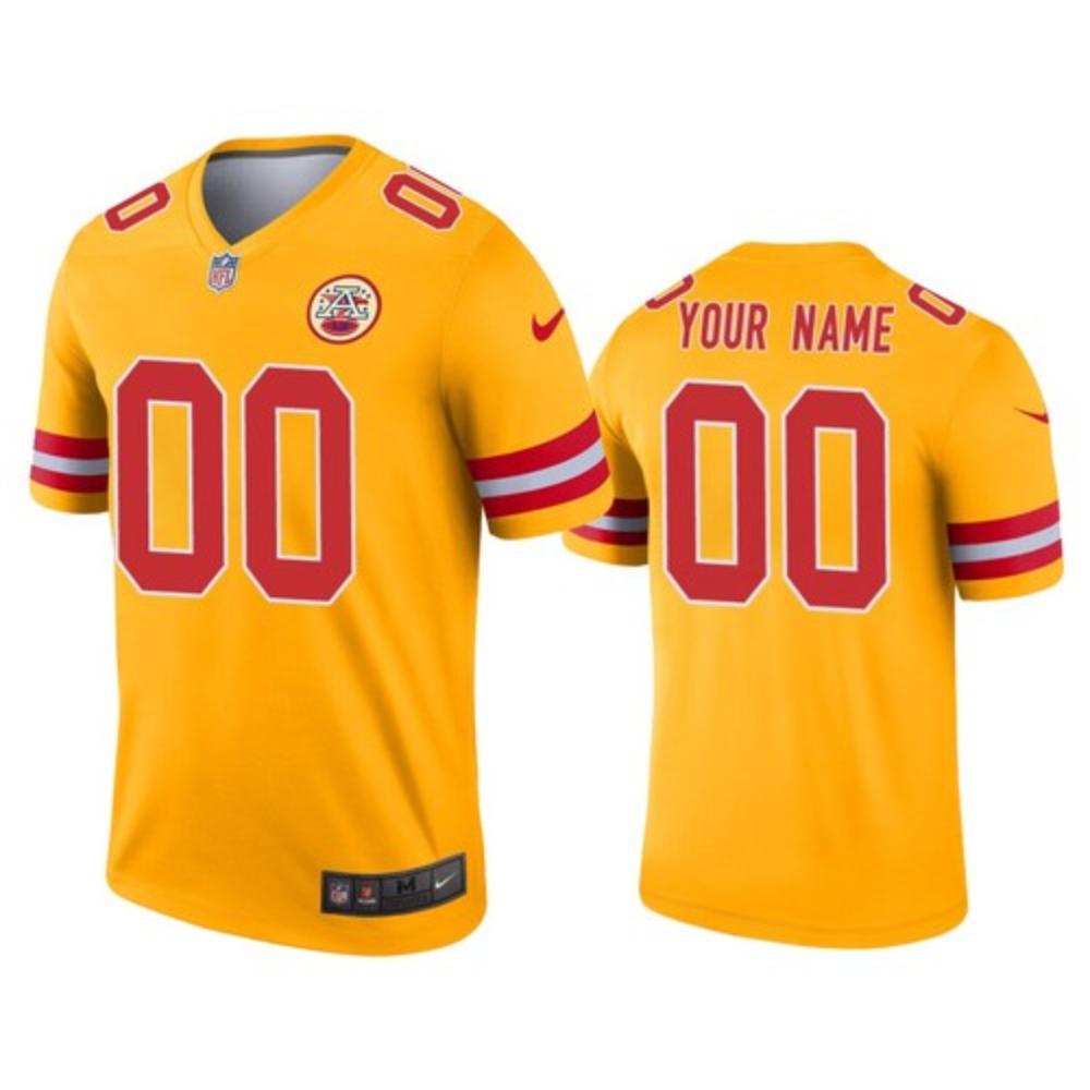Men Kansas City Chiefs Custom Jersey Gold 2020 Legend Football Stitched
