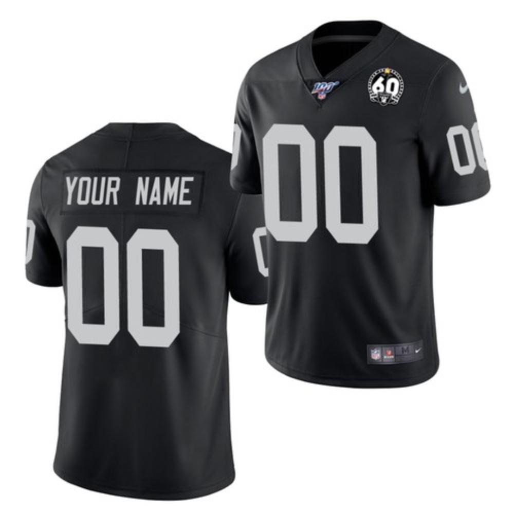 Men Las Vegas Raiders Custom Jersey Black 2020 60th Anniversary Limited