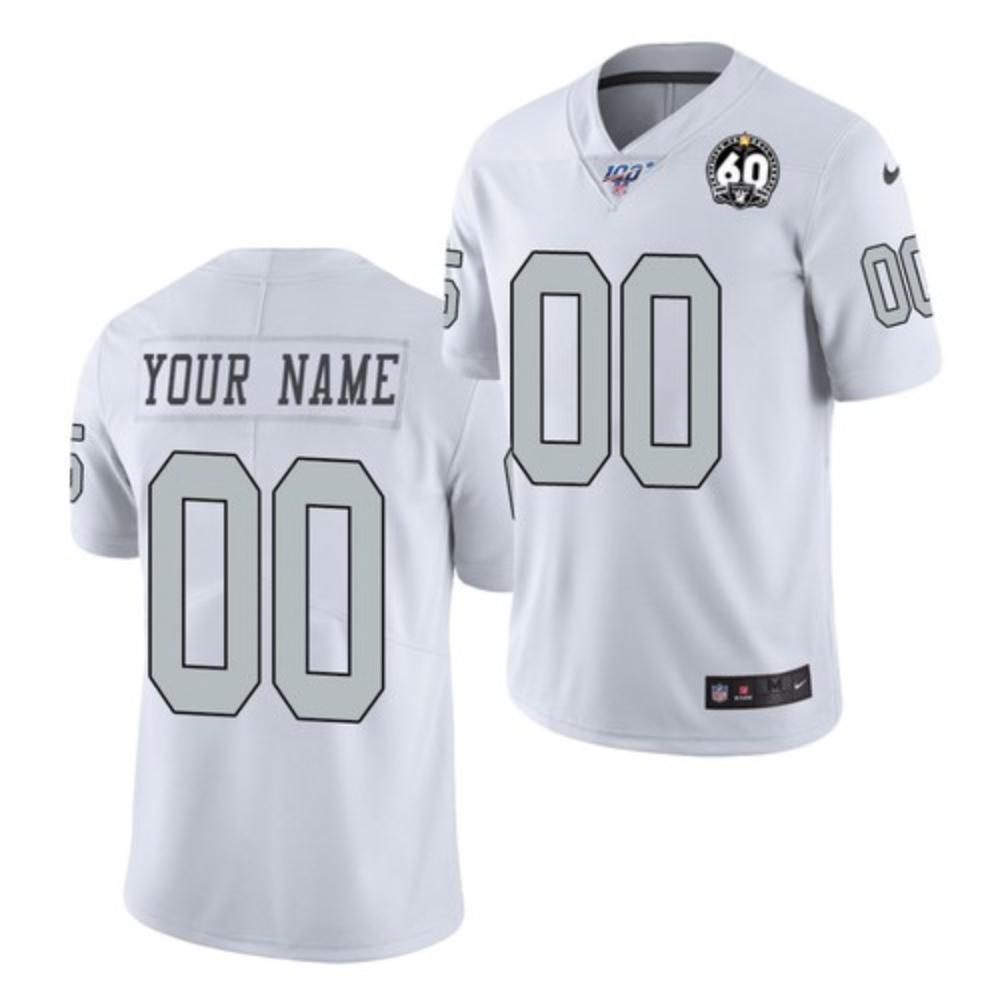 Men Las Vegas Raiders Custom Jersey White 2020 60th Anniversary Color Rush