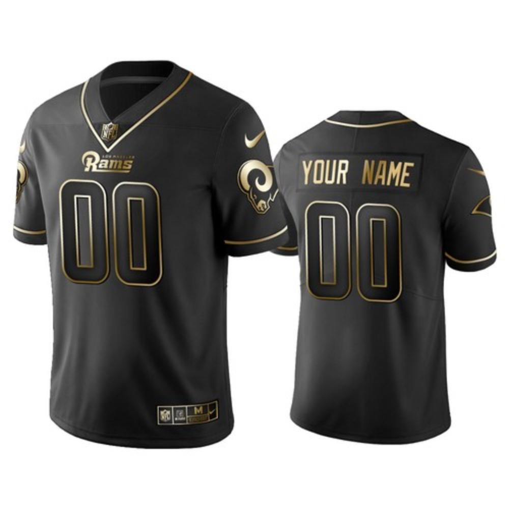 Men Los Angeles Rams Custom Jersey Black Golden 2020 Football Stitched