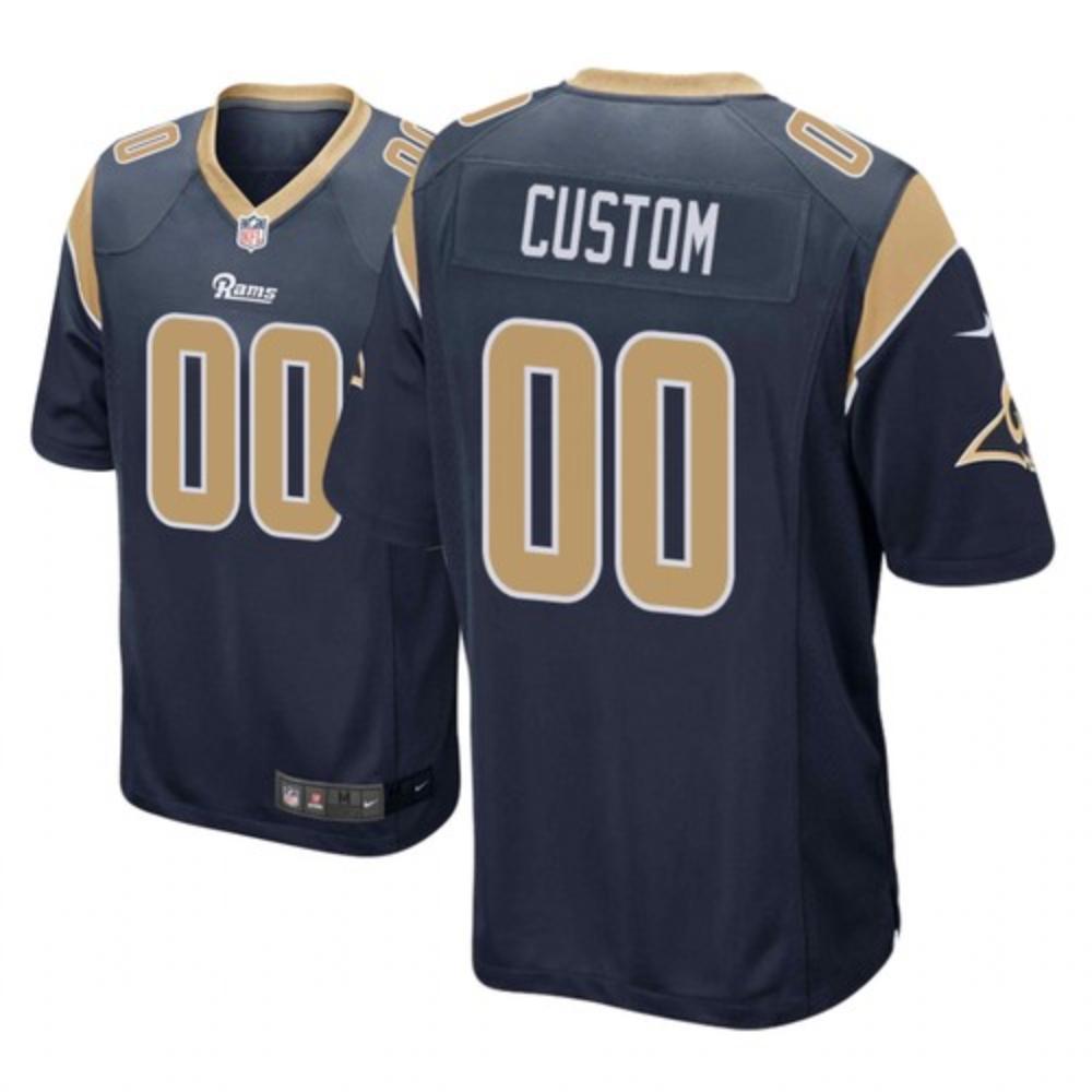 Men Los Angeles Rams Custom Jersey Navy 2020 Game Sewn Football Stitched