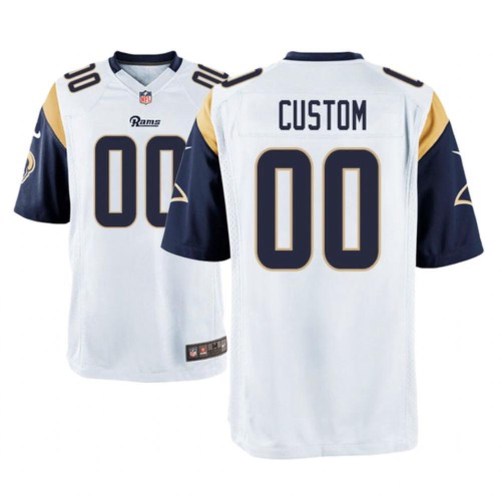 Men Los Angeles Rams Custom Jersey White 2020 Game Sewn Football Stitched