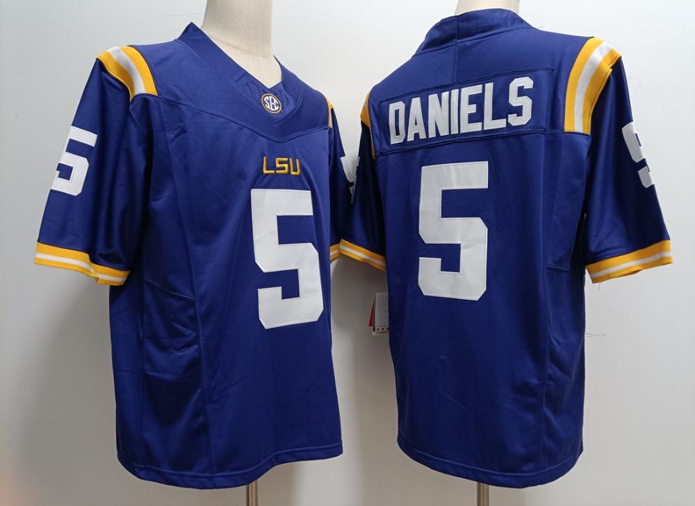 Men Lsu 5 Jayden Daniels Purple Jersey