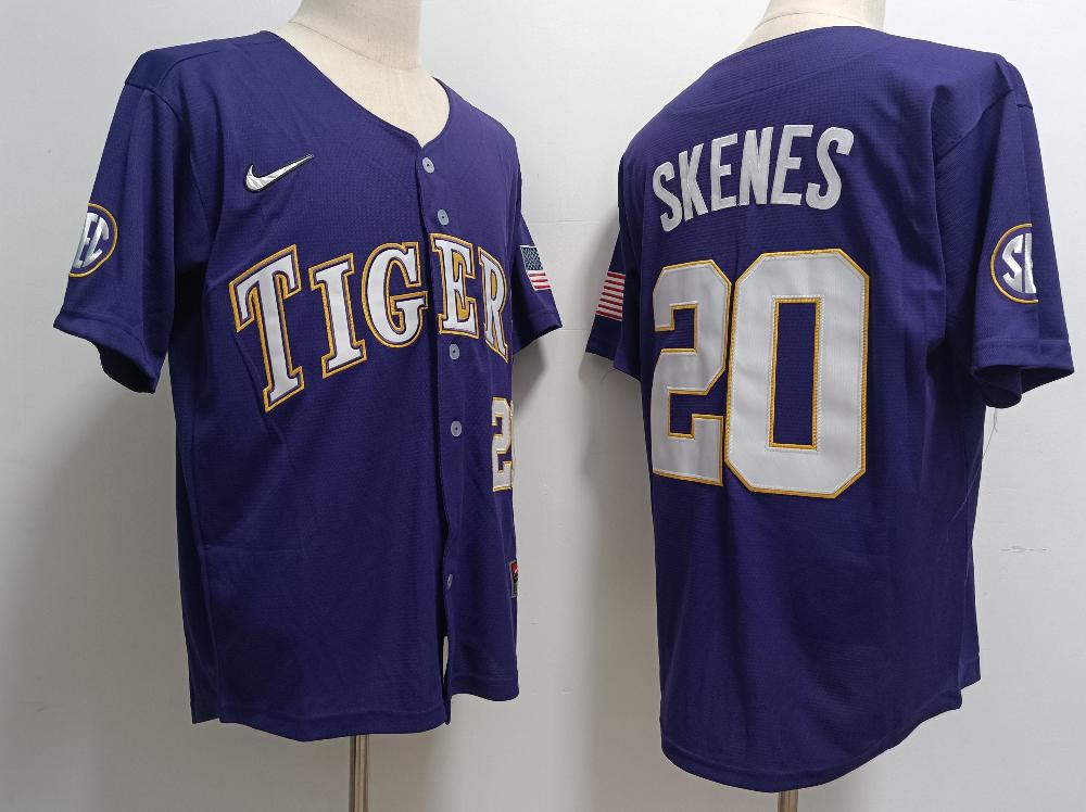 Men Lsu Tigers 20 Paul Skenes Navy Jersey
