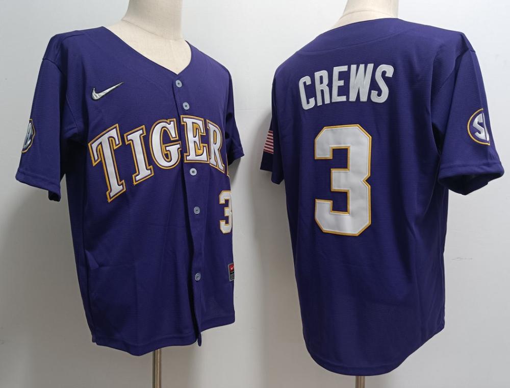 Men Lsu Tigers 3 Dylan Crews Navy Jersey