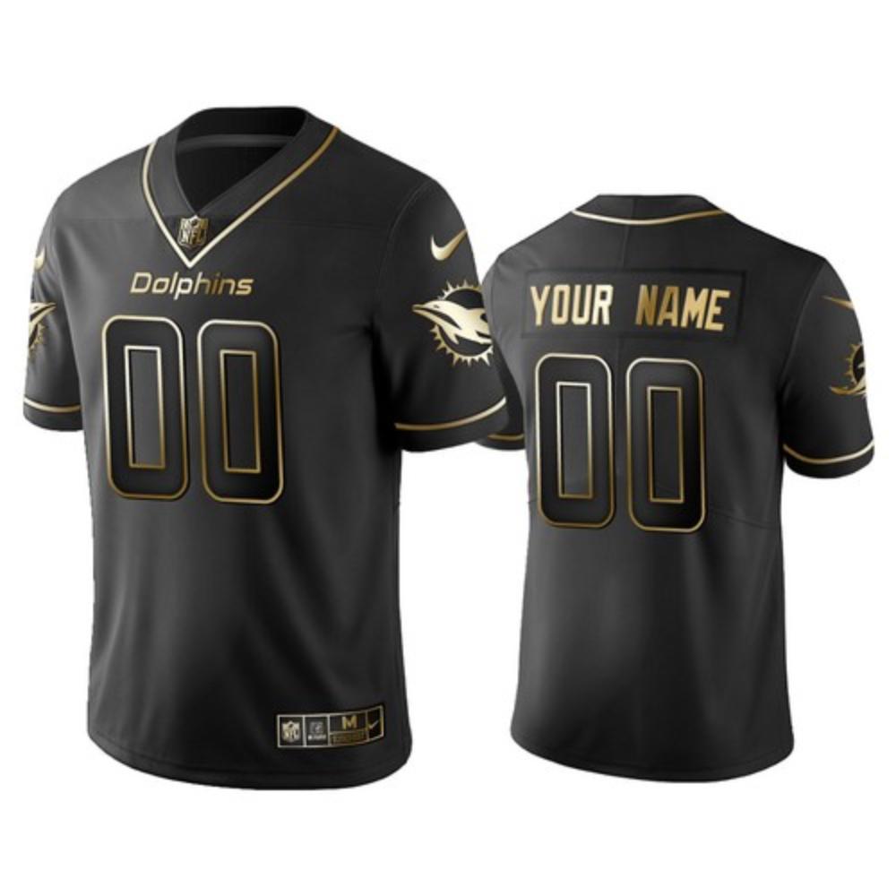 Men Miami Dolphins Custom Jersey Black Golden 2020 Football Stitched