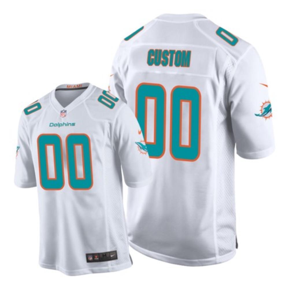 Men Miami Dolphins Custom Jersey White 2020 Game Sewn Football Stitched