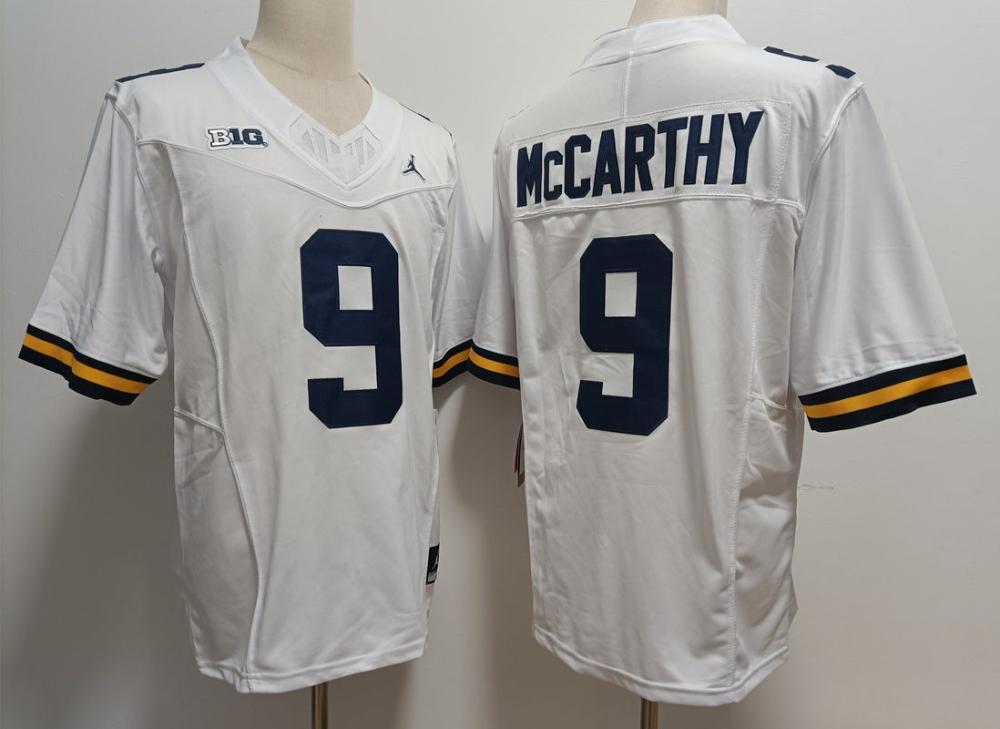Men Michigan Wolverines 9 Jj Mccarthy White 2023 Fuse Jersey