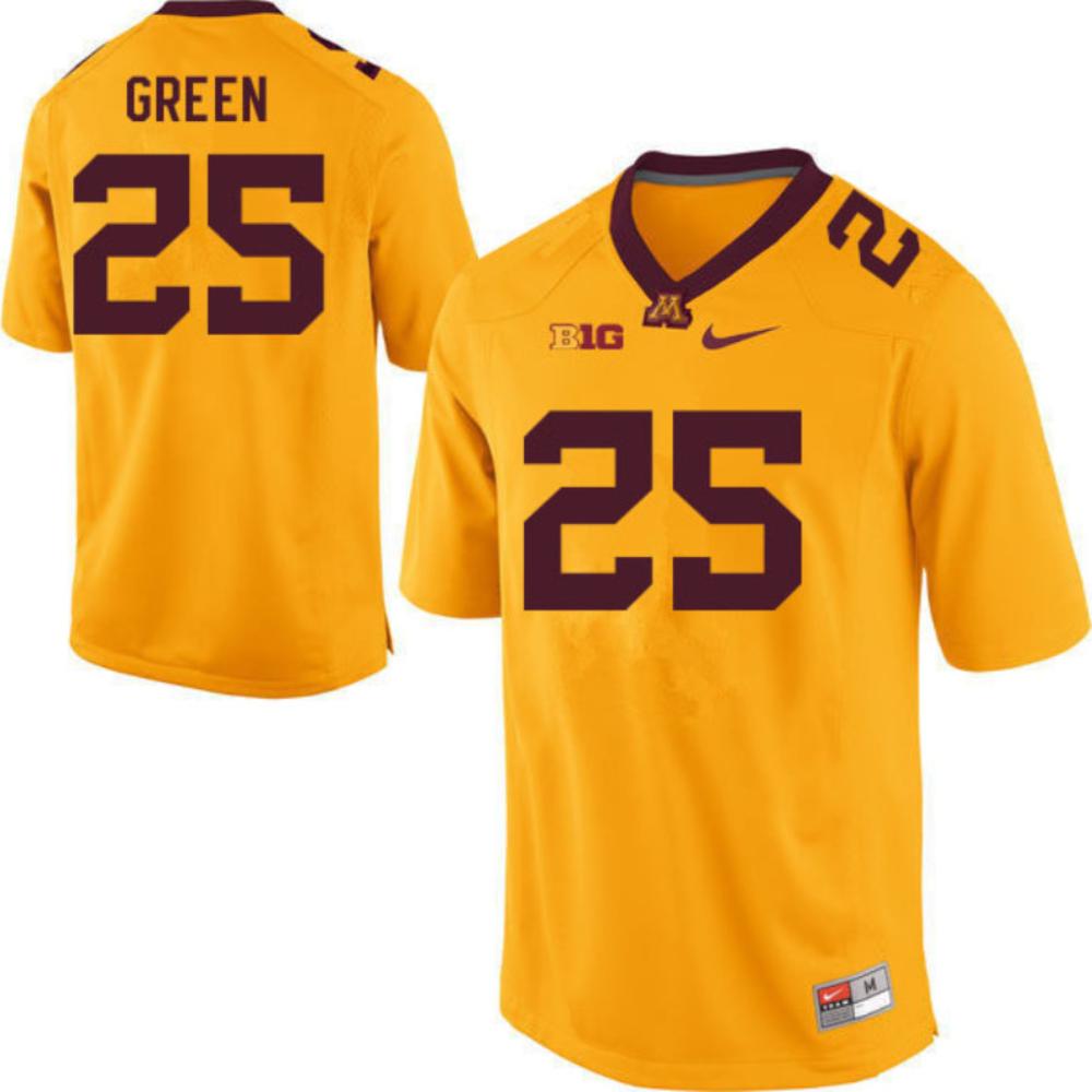 Men Minnesota Golden Gophers 25 Darius Green Goldcollege Football Jersey