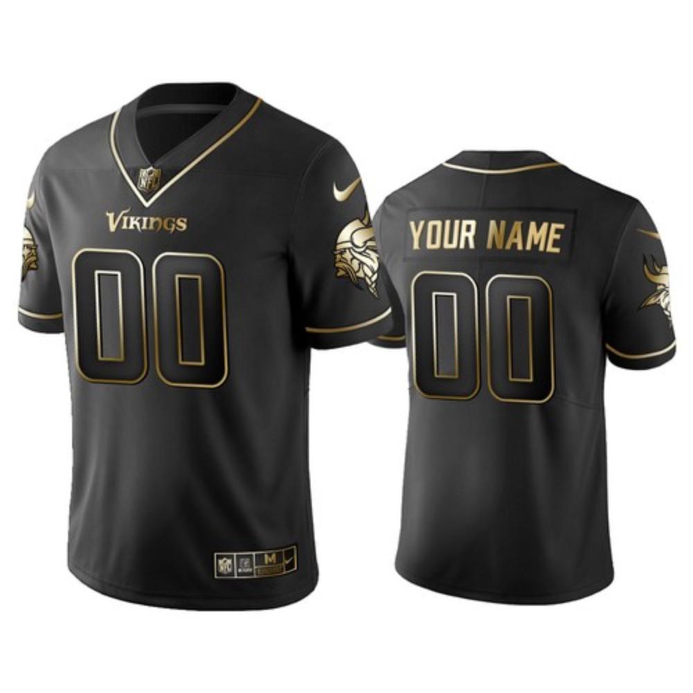 Men Minnesota Vikings Custom Jersey Black Golden 2020 Football Stitched