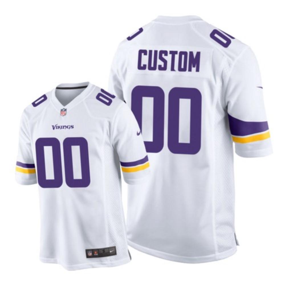Men Minnesota Vikings Custom Jersey White 2020 Game Sewn Football Stitched
