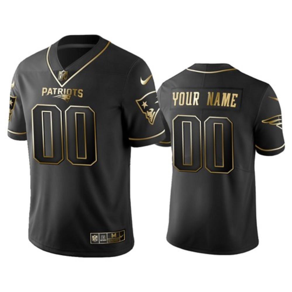 Men New England Patriots Custom Jersey Black Golden 2020 Football Stitched