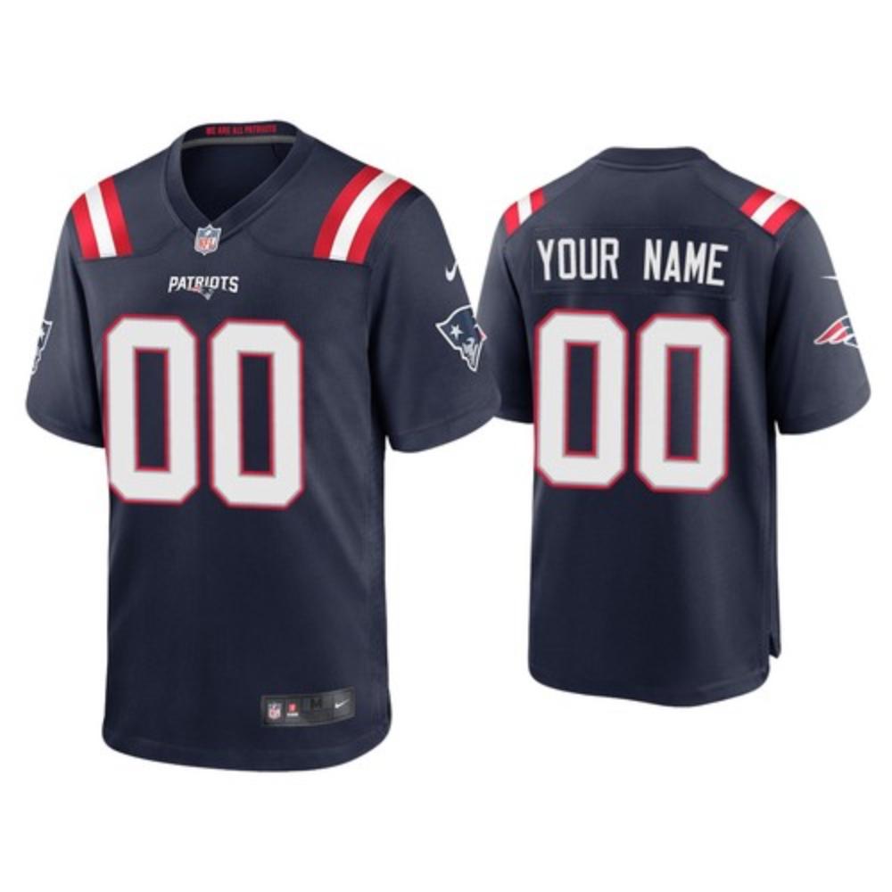 Men New England Patriots Custom Jersey Navy 2020 Game Football Stitched