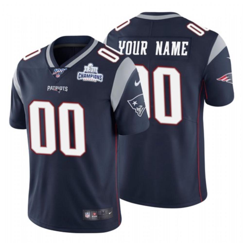 Men New England Patriots Custom Jersey Navy 2020 Super Bowl Liii Football