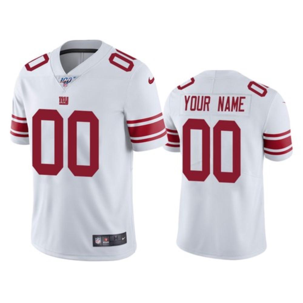 Men New York Giants Custom Jersey White 2020 100th Season Football Sewn