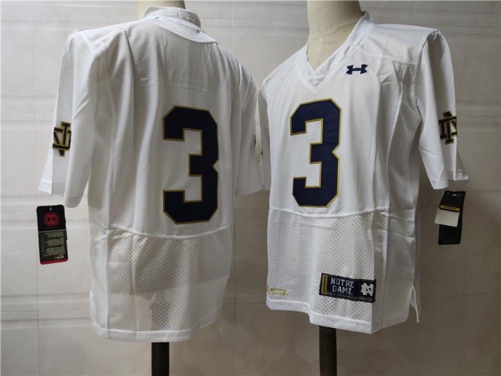 Men Notre Dame Fighting Irish 3 Joe Montana White Vapor Jersey