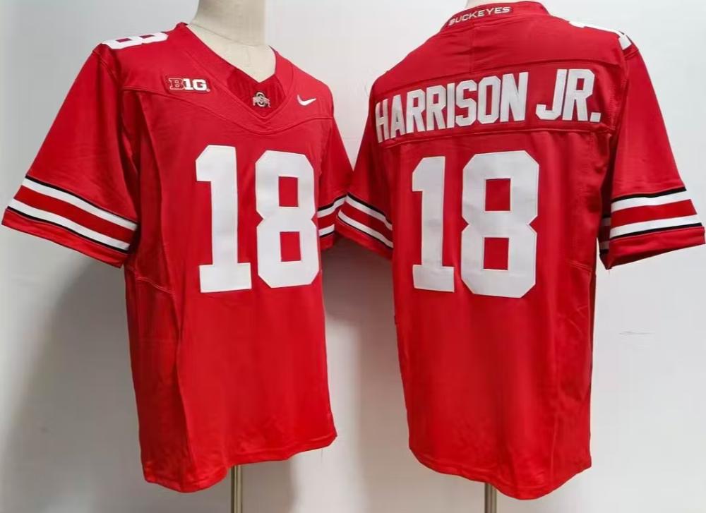 Men Ohio State Buckeyes 18 Marvin Harrison Jr Red Jersey