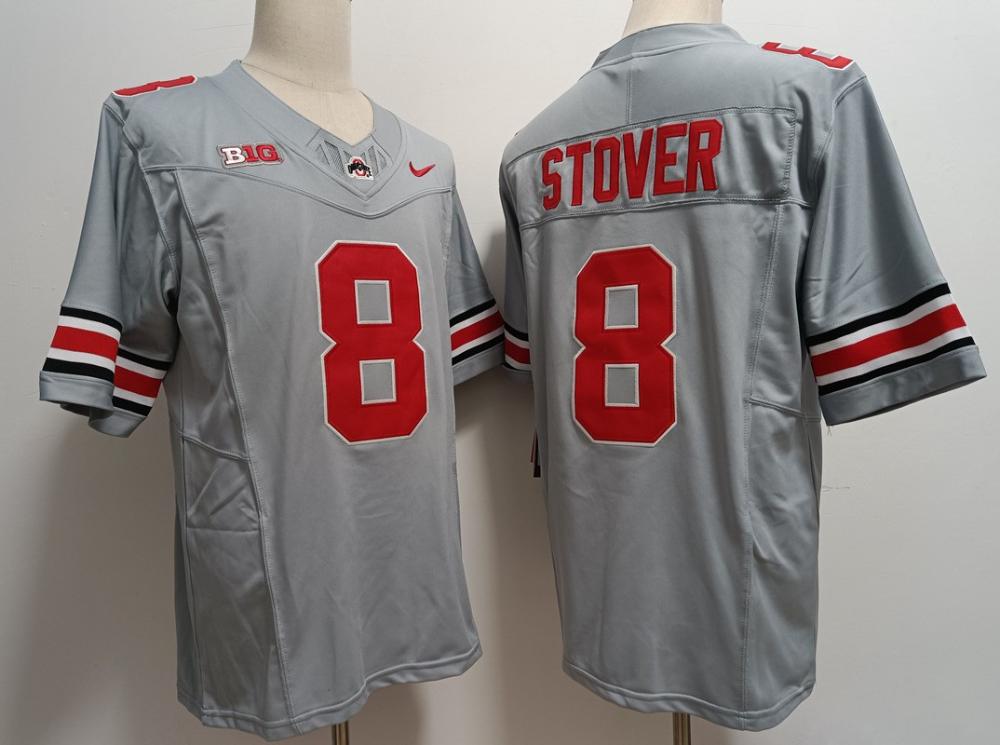Men Ohio State Buckeyes 8 Cade Stover Grey 2023 Fuse Jersey