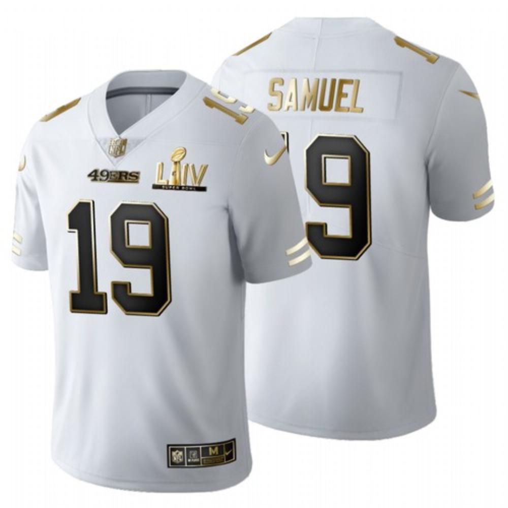 Men San Francisco 49ers 19 Deebo Samuel Jersey White Golden 2020 Bowl Liv