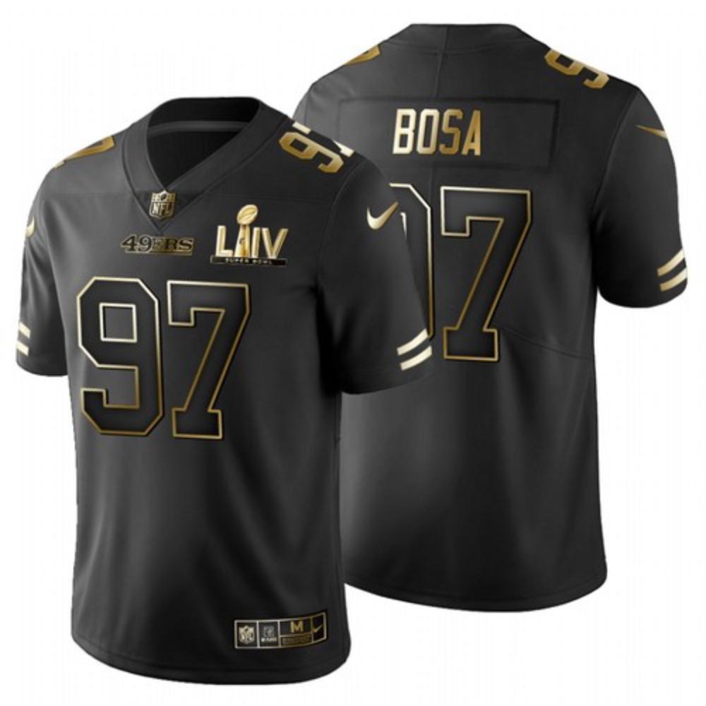 Men San Francisco 49ers 97 Nick Bosa Jersey Black Golden 2020 Bowl Liv
