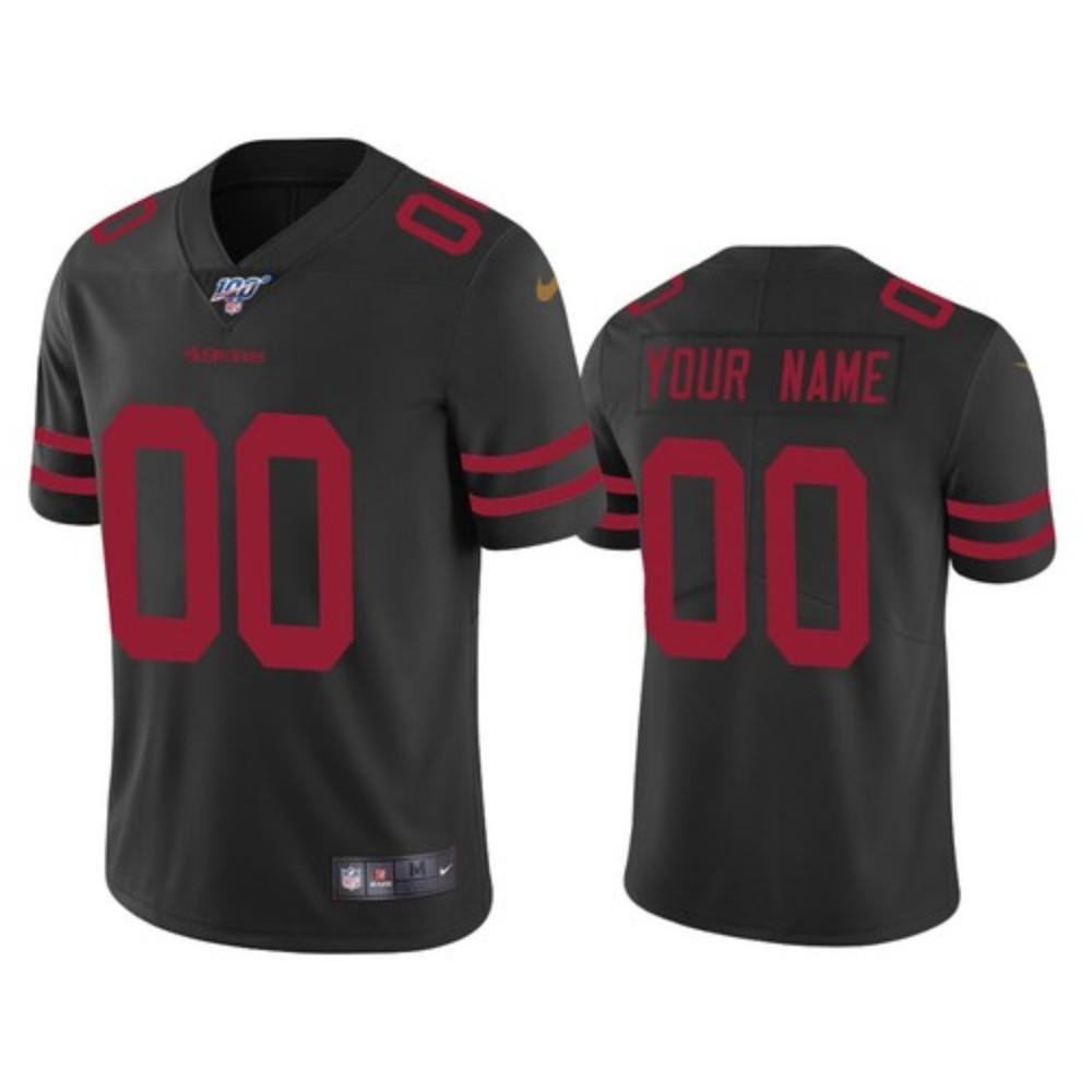 Men San Francisco 49ers Custom Jersey Black 2020 100th Season Football