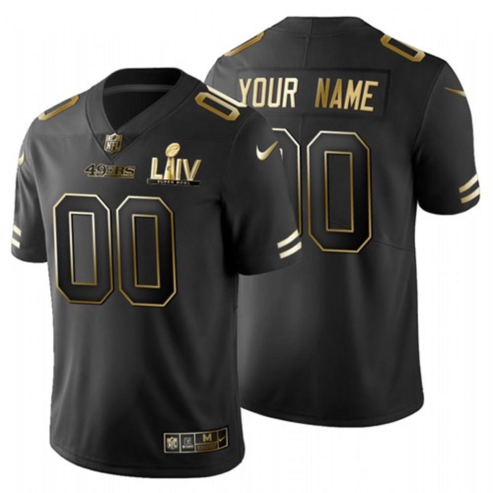 Men San Francisco 49ers Custom Jersey Black Golden 2020 Super Bowl Liv