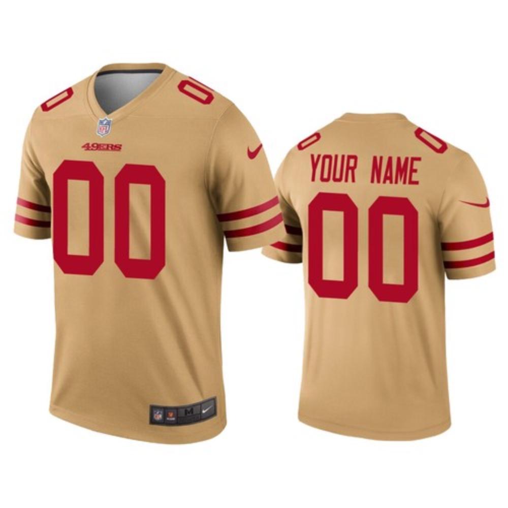 Men San Francisco 49ers Custom Jersey Gold 2020 Legend Football Stitched