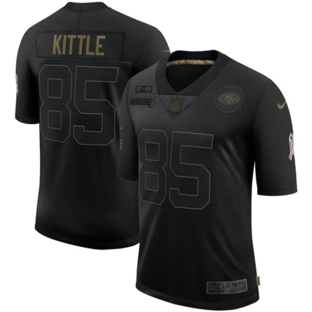 Men San Francisco 49ers George Kittle Jersey Black 2020 Salute To Service