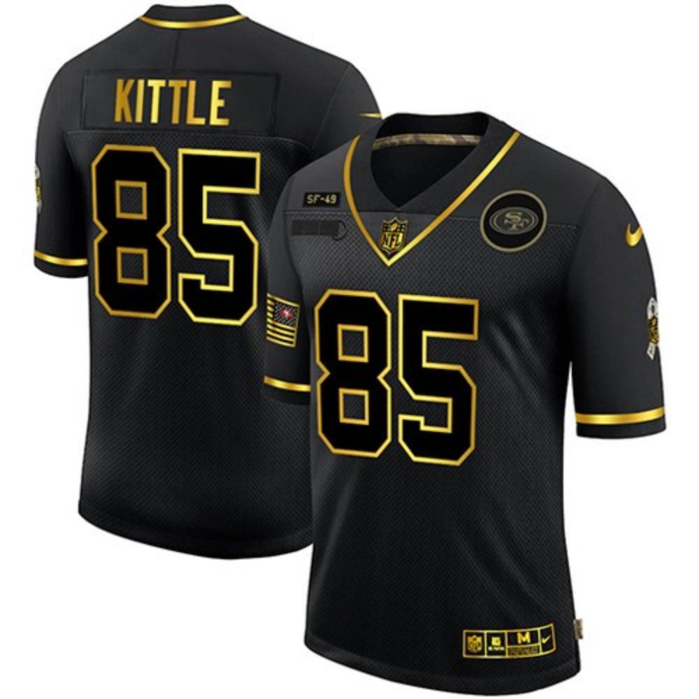 Men San Francisco 49ers George Kittle Jersey Black Gold Salute To Service