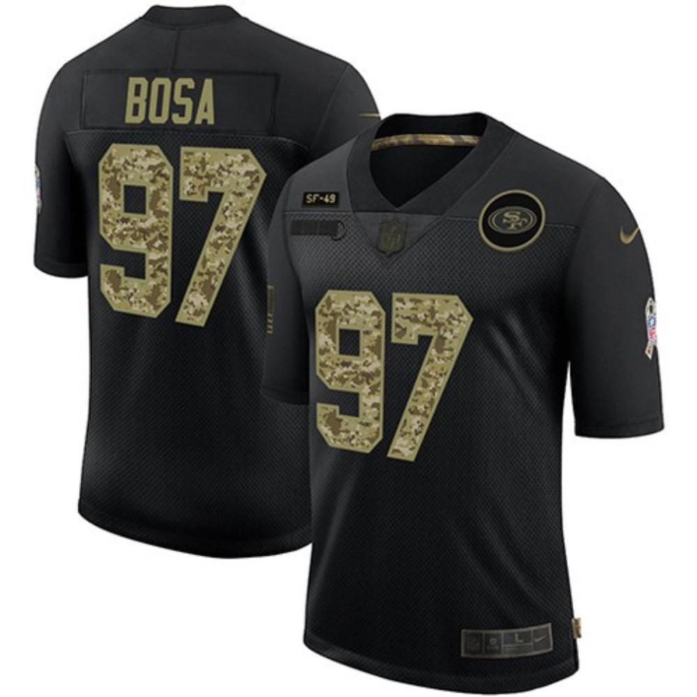 Men San Francisco 49ers Nick Bosa Jersey Black Camo 2020 Salute To Service