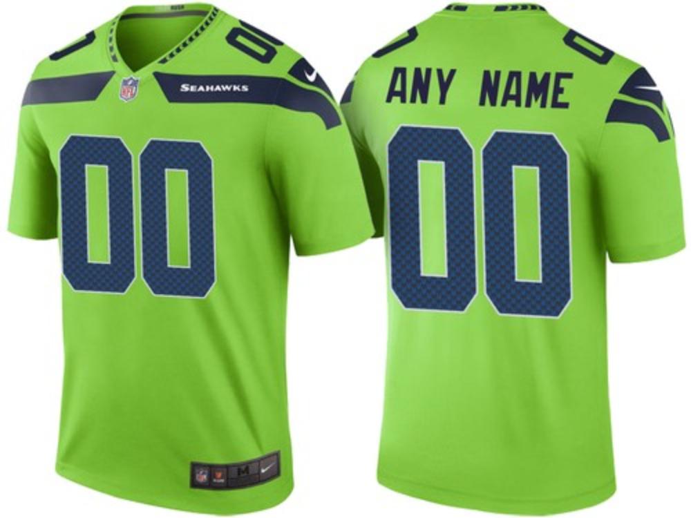 Men Seattle Seahawks Custom Jersey Neon Green 2020 Legend Football Sewn