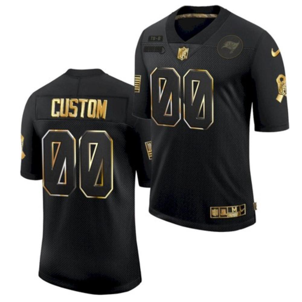 Men Tampa Bay Buccaneers Custom Jersey Black Golden 2021 Salute To Service