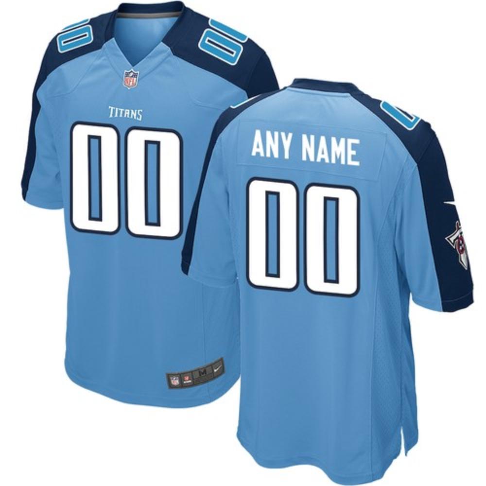 Men Tennessee Titans Custom Jersey Light Blue 2020 Game Football Stitched