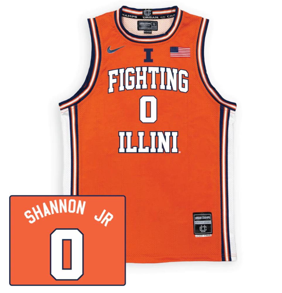 Mens 0 Terrence Shannon Jr Illinois Fighting Illini Basketball Jersey Orange