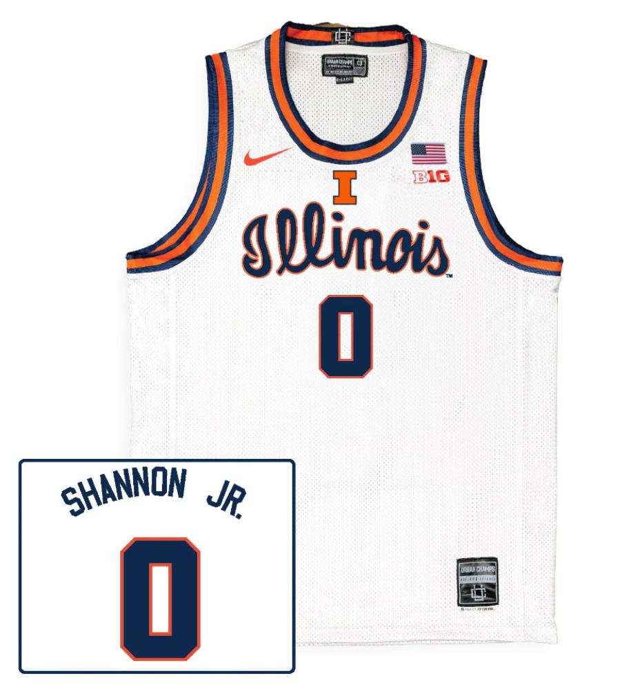 Mens 0 Terrence Shannon Jr Illinois Fighting Illini Basketball Jersey White