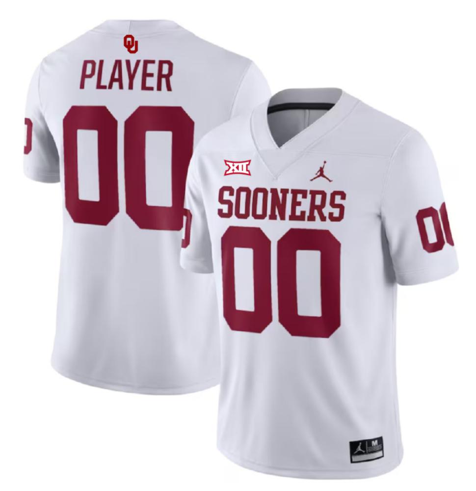 Mens 00 Custom White Jersey Oklahoma Sooners Football Jersey