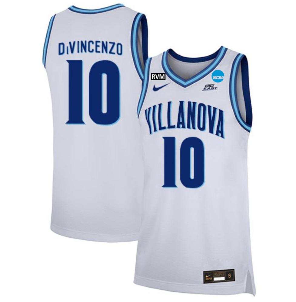 Mens 10 Donte Divincenzo Villanova Wildcats College Basketball White Jersey