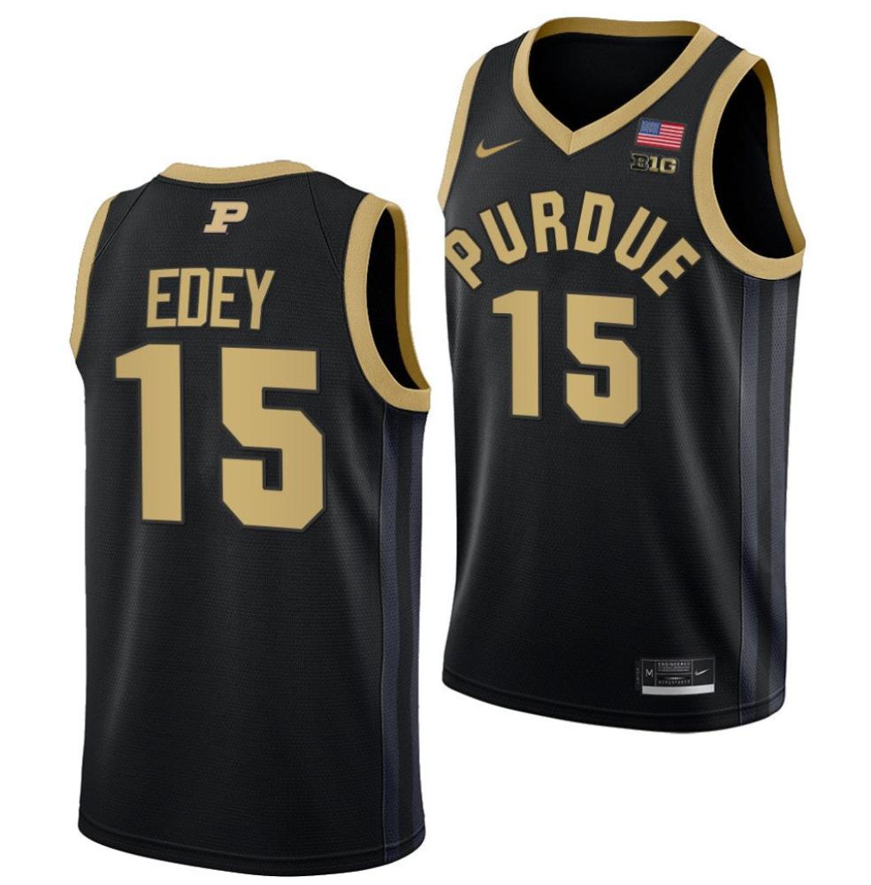 Mens 15 Zach Edey Purdue Boilermakers College Basketball Jersey Black