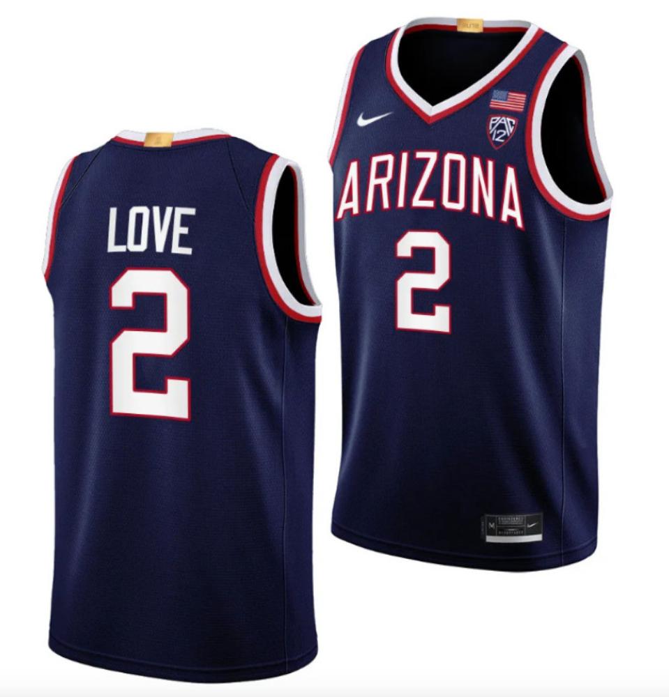 Mens 2 Caleb Love Arizona Wildcats College Basketball Jersey Navy