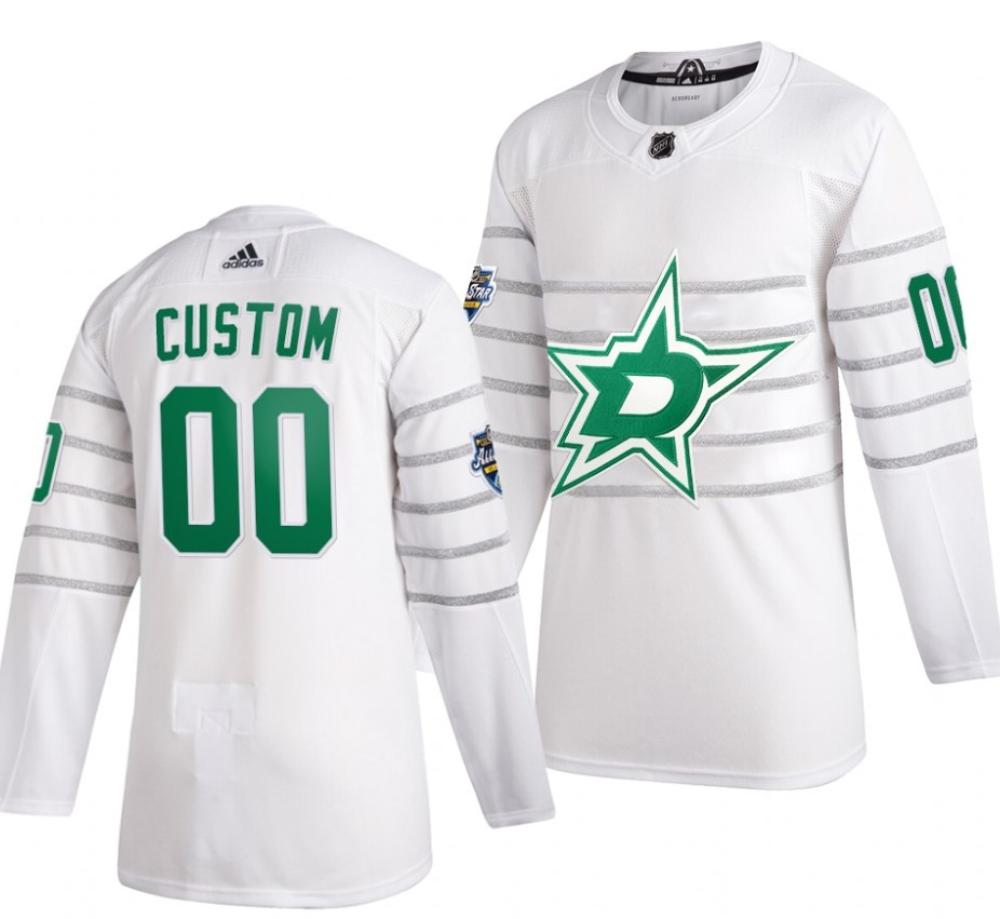 Mens 2020 All star Game Dallas Stars Custom White Jersey