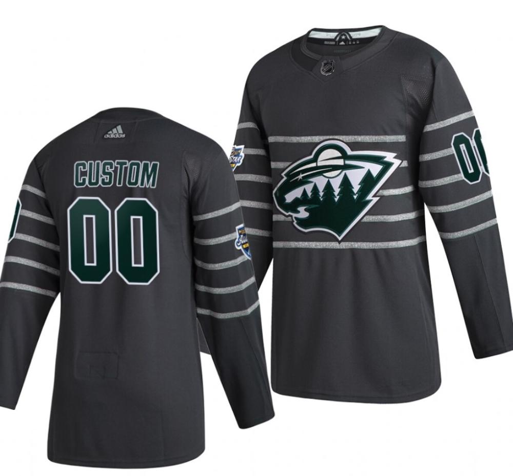 Mens 2020 All star Game Minnesota Wild Custom Gray Jersey